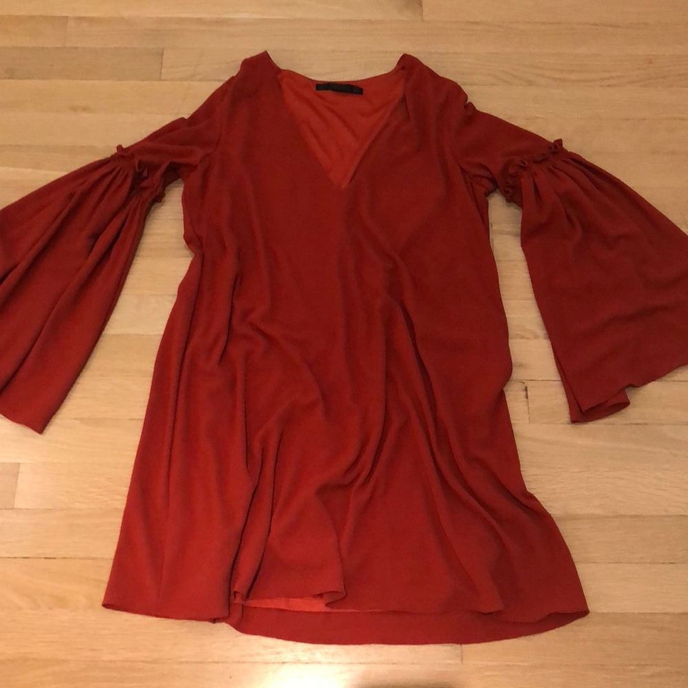 Zara red dress with butterfly sleeves